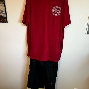 Red Firefighter T-Shirt and Black Shorts Set